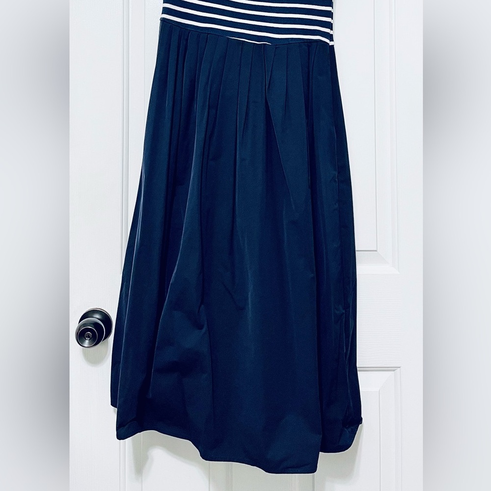 Sea New York Navy and White Striped Off-Shoulder Ruffle  Midi Maxi Dress size M - Picture 2 of 8